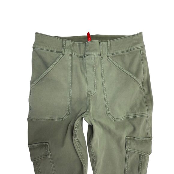 SPANX Stretch Twill Ankle Cargo Jogger Pants Large Utility Jeans Skinny Green - Picture 5 of 14